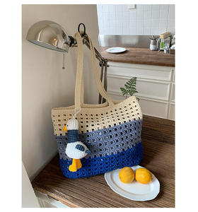 Crochet Fashionable Large Capacity <b>Straw</b> Woven Two-Handle Open Closure Women's Summer Beach Tote Shoulder <b>Bag</b> - Product Image 3