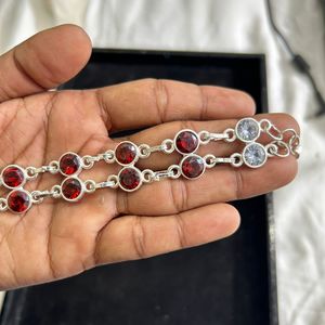 สร้อยข้อมือเงินสเตอร์ลิง925, สร้อยข้อมือเพทาย, สร้อยข้อมือแฮนด์เมด, สร้อยข้อมือข้อมือข้อมือ, สายรัดข้อมือ, สร้อยข้อมือหิน8ชิ้น - Product Image 3