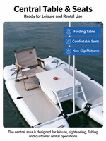 Catamaran gonflable portable à deux coques pour 2 passagers avec auvent solaire pour la pêche en lac et la location aquatique en station balnéaire