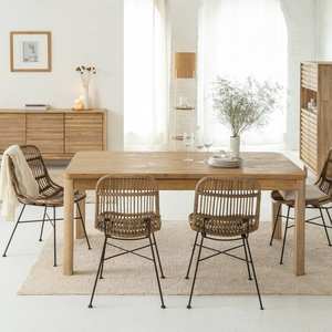 Table à manger rectangulaire en bois avec extensions en acacia Marin - Product Image 1