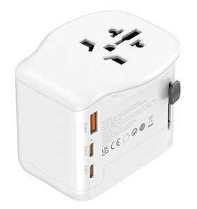 Adattatore da viaggio universale Simon 65W con 2 porte USB-C + USB-A, bianco (CL410102) - Product Image 3