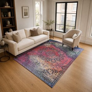 RUGS DEPOT LXDP-0156 Wholesale Multicolor Neutral Modern Vintage Digital Printed Machine Washable Chenille Area Rug Non <b>Slip</b> - Product Image 2