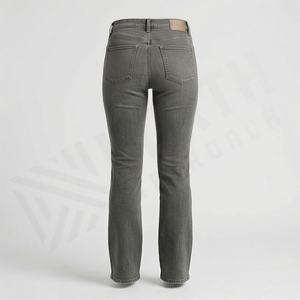 Pantalones Vaqueros de Mezclilla Elásticos de Cintura Alta para Mujer, Estilo Casual de Pierna Recta, Color Personalizado, Transpirables, de Algodón, a la Moda - Product Image 2