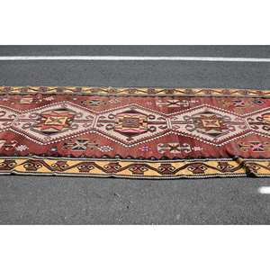 พรมสไตล์ตุรกีโบราณสไตล์ชนเผ่า5.2 x 14.1ft ทรงสี่เหลี่ยมผืนผ้าผ้าวูลสีน้ำตาลเบจพร้อมยางรองสำหรับห้องนอน - Product Image 4