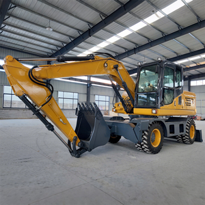 Excavatrice sur pneus, machine de construction routière robuste, cabine fermée haute visibilité - Product Image 6
