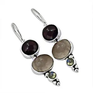 Boucles d'oreilles pendantes en argent 925 avec pierres précieuses tendance pour femmes - Product Image 3