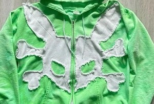 Sweat à capuche streetwear vintage lavé à l'acide personnalisé avec broderie en détresse motif crâne 100% coton hiver polaire sweat-shirt zippé - Product Image 3