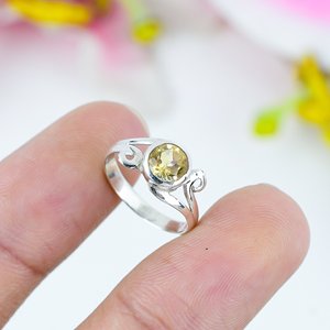 Anillo Vintage de Plata de Ley 925 hecho a mano, joyería de piedras preciosas de citrino Natural con ajuste de bisel de forma ovalada para fiestas - Product Image 1