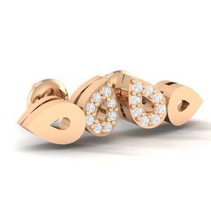 Pendientes de Oro Certificado de 14Kt/18Kt con Forma de Pera y 16 Diamantes Reales, Peso Total de 0.07ct - Product Image 5