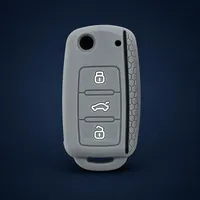 Housse de clé en silicone nid d'abeille gris noir pour Seat Leon MK3 Ibiza Ateca Arona Tarraco, coque de protection pour télécommande à 3 boutons