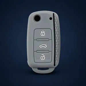 Funda Protectora de Silicona para Llave de Coche, Diseño Panal de Abeja Gris Negro, para Seat Leon MK3 Ibiza Ateca <span class=keywords><strong>Arona</strong></span> Tarraco, Carcasa para Llave Remota de 3 Botones - Product Image 1