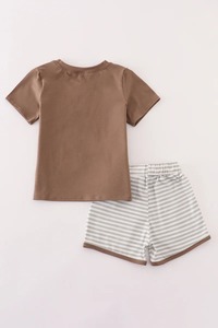 Brown God của đất nước thêu quần short thiết lập trẻ em 'phong cách mùa hè trang phục với mô hình rắn hàng đầu thoải mái và phối hợp - Product Image 6