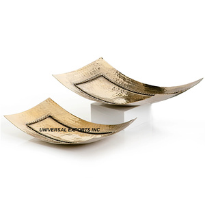 Ensemble martelé de deux plateaux à chocolat Plateau à chocolat design de forme ronde Plateau à chocolat élégant classique - Product Image 2