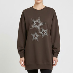 เสื้อฮู้ดดี้โอเวอร์ไซส์สำหรับผู้หญิง ประดับคริสตัล ใส่สบาย ทรงปกติ อุ่น นุ่ม ผ้าฟลีซ ใส่ลำลองได้ทุกวัน เหมาะสำหรับฤดูหนาว สไตล์สตรีท - Product Image 5