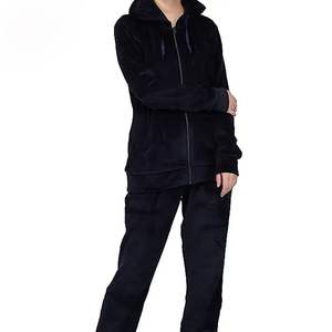 2024 New Arrival Custom Logo Spring Knit Velour Hoodie Outfit 2 Piece Set Loungewear Jogging Sweat <b>Tracksuits</b> - Product Image 5