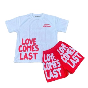 ชุดเสื้อยืดและกางเกงขาสั้นผ้าฝ้าย 100% สไตล์ฮิปสุดเทรนดี้ ทรงหลวม ระบายอากาศได้ดี สำหรับผู้ชาย ออกกำลังกาย เล่นกีฬา ใส่สบายในฤดูร้อน - Product Image 1