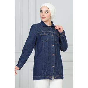 Veste en jean surdimensionnée durable boutonnée avec empiècements matelassés, logo personnalisable, en cuir de mouton, taille XL, pour l'automne, à capuche, patchwork - Product Image 2