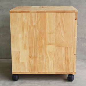 Minimalist Design TCN68001 3-<b>Drawer</b> Personal Metal File Cabinet 50x40x50cm Rubber Wood Movable for Office or <b>Workshop</b> Use - Product Image 4