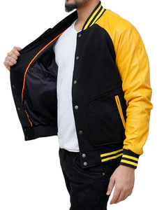 Blouson universitaire en laine chenille personnalisé, surdimensionné, avec logo, style Letterman, en cuir, grande taille, pour homme, hiver 2026 - Vente en gros - Product Image 3