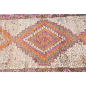 Alfombra Turca Vintage, Alfombra de Pasillo de 3.4x11 pies, Alfombra con Rayas Naranjas - Product Image 4