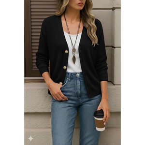 Blusa de Punto con Detalle de Botones, 30908 - Negra - Product Image 4