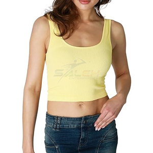 เสื้อครอปสั้นถักไร้รอยต่อของผู้หญิงพร้อมผ้ายืดเป็นมิตรกับสิ่งแวดล้อมสำหรับสวมใส่ทุกวันและออกกำลังกาย - Product Image 3