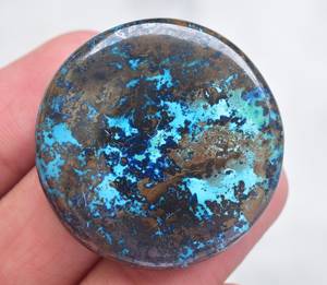 พรีเมี่ยมคุณภาพส่งออก 100% ธรรมชาติ Azurite หิน Cabochon อัญมณีทรงกลมเรียบอัญมณีหลวมสําหรับเครื่องประดับวาเลนไทน์พิเศษ - Product Image 3