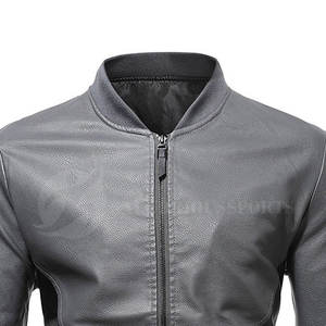 Vestes en cuir teintes unies grises pour hommes avec design personnalisé Vestes en cuir chauffantes d'hiver à la mode - Product Image 4