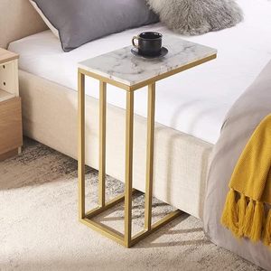 Best Selling <b>C</b> Shape Coffee <b>Table</b> Laptop Desk Bedside Sofa Side <b>Table</b> Marble Top with Gold Metal Leg in Best Quality - Product Image 2