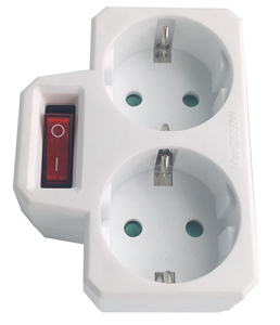Dual <b>adapter</b> with <b>switch</b> 250V 16A (GSC 103000001) - Product Image 1