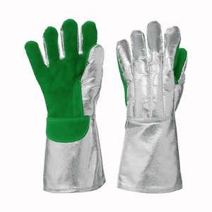 Guantes de soldadura antiquímicos de cuero de vaca duraderos 100% resistentes al desgarro transpirable longitud personalizable para hombres industriales - Product Image 4