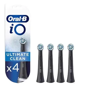 Orale-B iO Ultimate puliscono la testina dello spazzolino elettrico, attorcigliata per una rimozione più profonda della placca, confezione da 4 testine per spazzolini da denti, nera