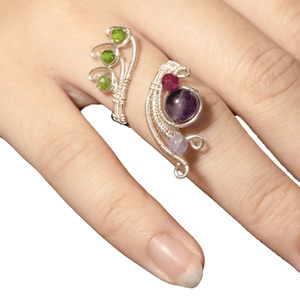 beGems - Peacock Tail Wave Ring for Elegant Handmade Jewelry - Product Image 4