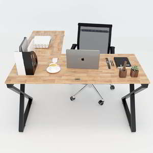 Escritorio Esquinero en Forma de L de Acero y Látex, Modular, Minimalista y de Lujo, con Patas Metálicas Ensambladas, Independiente, para Uso en el Hogar/Oficina - HBXC019 - Product Image 2