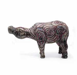Buffle en bois de couleur grise de style traditionnel avec brocart de cire d'abeille imprimé à la main et motif de terrasses en gros fabriqué au Vietnam - Product Image 6
