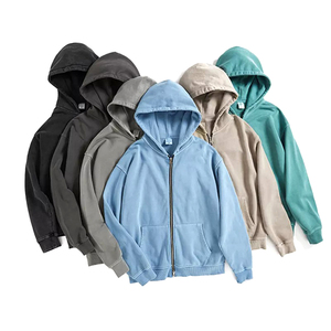 Sudadera con capucha para hombre con cremallera completa y logotipo personalizado al por mayor, chándales altos grandes en blanco, sudaderas con capucha y cremallera de talla grande - Product Image 1