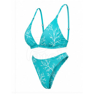Ensemble bikini moderne deux pièces pour femme, bas taille haute, haut tendance, tissu extensible, collection été pour vacances à la station balnéaire - Product Image 3