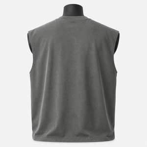 เสื้อกล้ามแขนกุดคอกลมถักสีเทาสำหรับผู้ชายสไตล์ลำลอง - Product Image 5