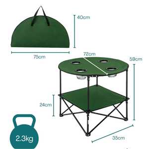 Tavolo da campeggio in tessuto Oxford impermeabile 72x72x72x60 cm con 4 portabicchieri e portabagagli da esterno - Product Image 2