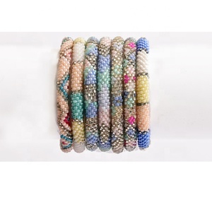 Solid Color Bohemian Style Nepal Roll <b>Bracelet</b> Handmade Beaded <b>Ball</b> Pattern Inspired by Buddhism for Children's Anniversaries - Product Image 2