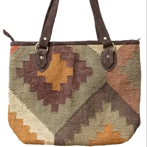 Wool Jute Kilim Multicolor Party Wedding Gift And Other Occasion Hand Bags For Girls And Ladies