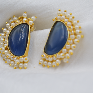 Pendientes de tuerca de piedra, última colección, pendientes de tuerca chapados en oro de diseñador, venta al por mayor, Pendientes chapados en oro de 18 quilates hechos a mano para mujer - Product Image 2