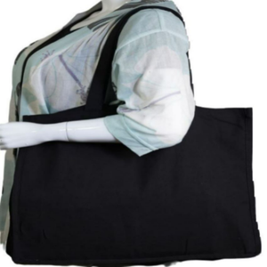 Bolsa de Mano de Algodón con Logotipo Personalizado, Estilo Moderno, Reutilizable, Negra Sólida, con Cierre de Cremallera, Estampados de Animales, Diseño Musical - Product Image 1