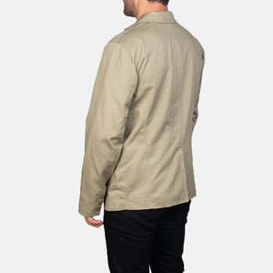 Blazers pour hommes Borges en tissu polycoton beige, fermeture à boutons, tissu peigné - Product Image 5