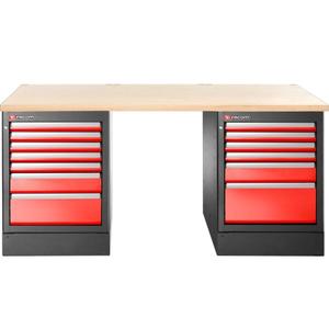 Banc de travail Facom de 2,2 m de hauteur avec 13 tiroirs, plan de travail en bois, armoire à outils - Product Image 1