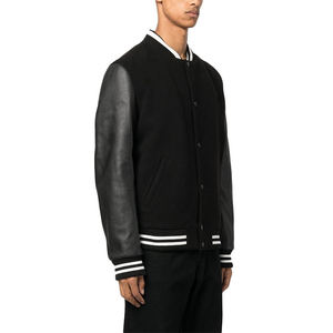 Veste universitaire cloutée à crâne de luxe pour hommes Streetwear à manches en cuir de créateur - Product Image 2