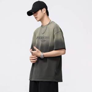 T-shirt tricoté dégradé surdimensionné pour homme, 220 g/m², 100 % coton biologique, coupe classique, écologique, anti-UV, idéal pour l'été – Vente en gros - Product Image 3