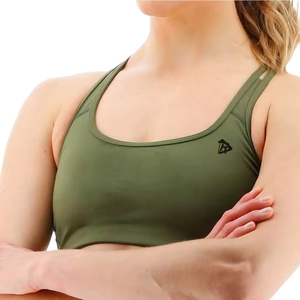 Soutien-gorge de sport côtelé en maille respirante super douce pour femmes à soutien élevé Bon prix Fitness Training Workout Wear Front Logo Washed Set - Product Image 3