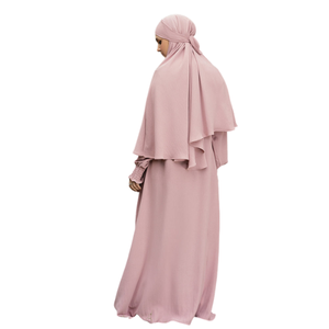Robe Modeste Vente en Gros Femmes Turquie Dubaï Style Solide Couleur Jilbab Abaya Femme Musulmane Abaya Hijab 3 Pièces Ensemble Vêtements Islamiques - Product Image 3