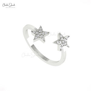 แหวนดีไซน์ใหม่ล่าสุด แหวนเพชรแบบฝัง 1 มม. แหวนแบบซ้อนได้ แหวนเปิดรูปดาว ทำจากทองคำแท้ 14k จากผู้ผลิตเครื่องประดับชั้นนำ - Product Image 4